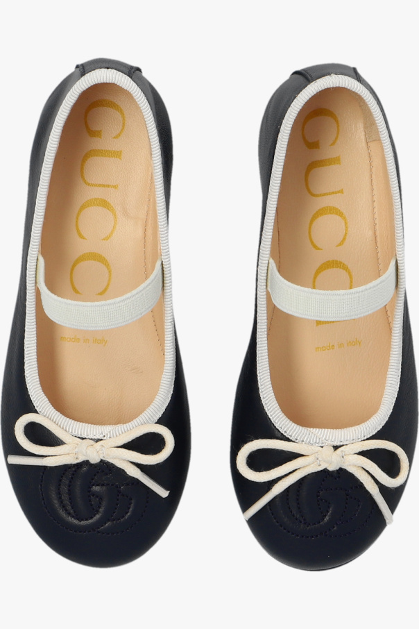 Gucci Ophidia Kids Leather ballet flats with logo